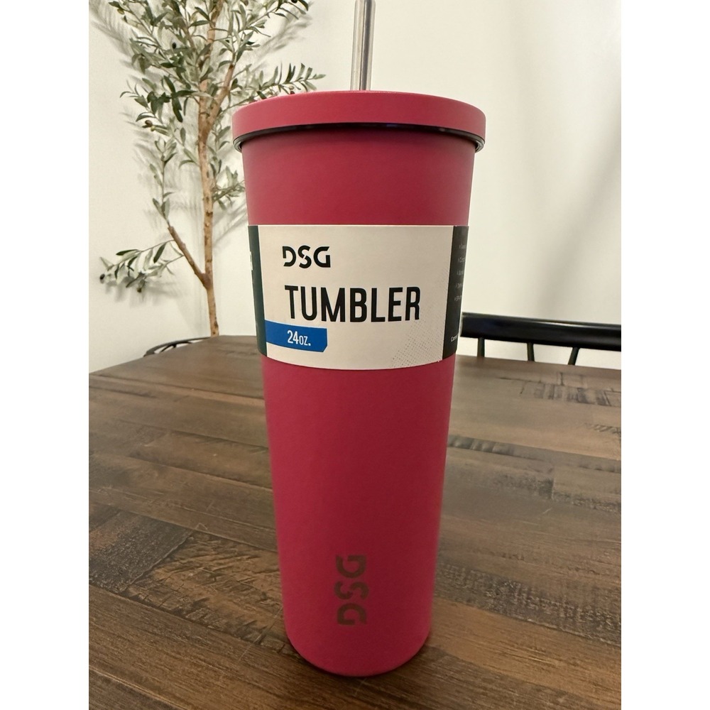 DSG Dicks Tumbler W Straw Hot Pink Stainless Steel Insulated Travel Mug 24oz New